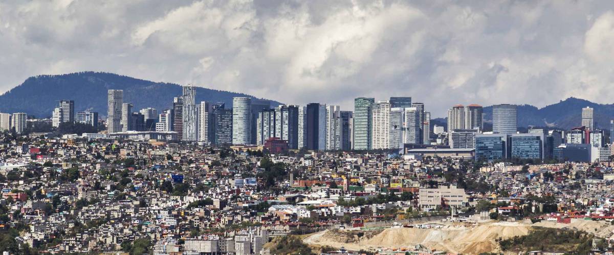 skyline of santa fe commercial, university, financial and residential modern east district of Mexico City