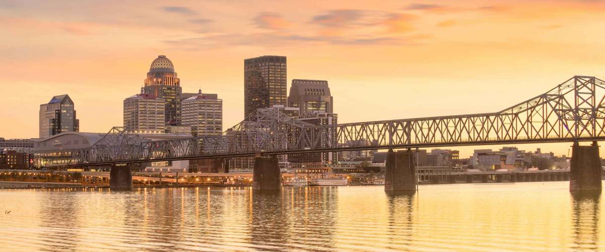 View of Skyline downtown Louisville in Kentucky USA