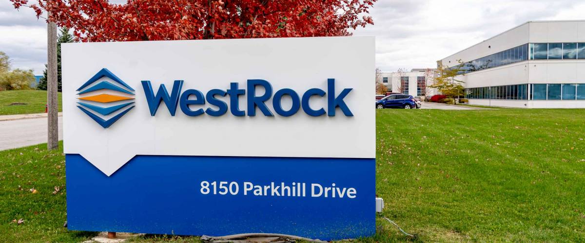 Milton, Ontario, Canada - October 23, 2019: WestRock in Milton, Ontario, Canada. WestRock WestRock is an American corrugated packaging company.