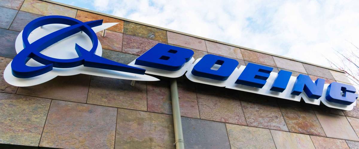 Boeing logo at Boeing HorizonX, Boeing NeXt, Aurora Flight Sciences office building in Silicon Valley - Menlo Park, California, USA - 2019