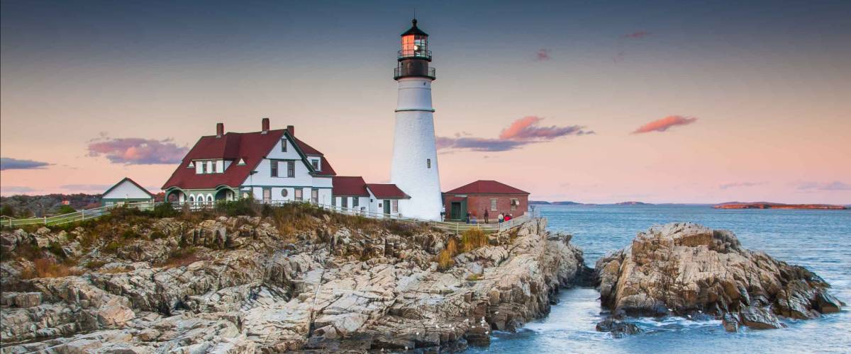 Portland lighthouse in the evening, Maine