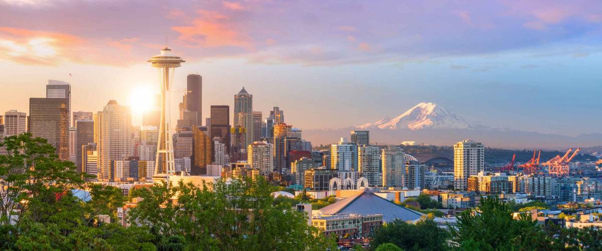 View of downtown Seattle skyline in Seattle Washington, USA