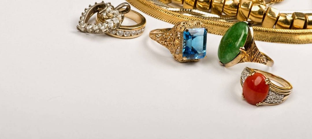 Scrap gold jewelry with room for your store advertisement.