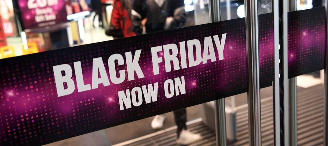 Retail store advertising a Black Friday sale on Nov. 26, 2019