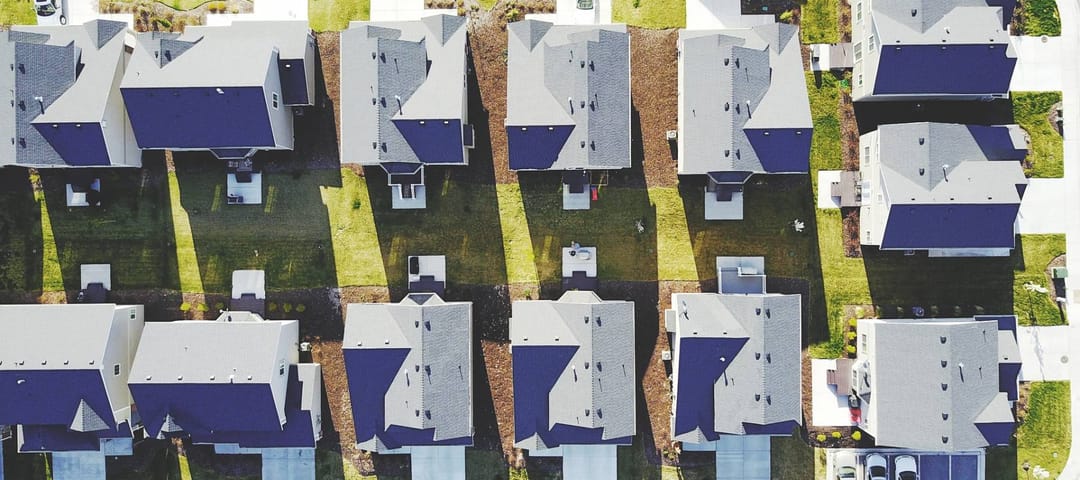 Aerial shot of a suburban neighborhood