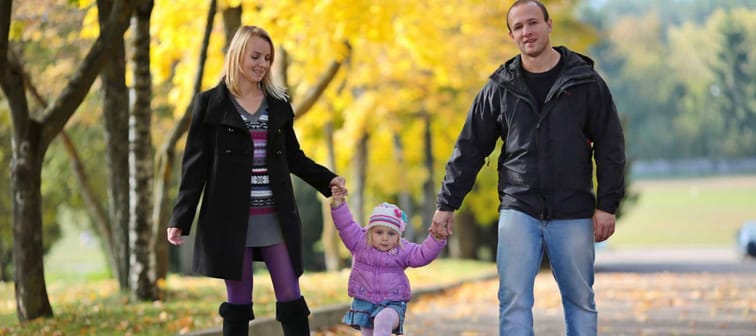 Happy family having fun outdoors