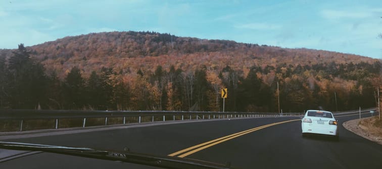 Car driving on highway in Maine