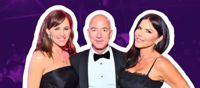 Jennifer Garner, Jeff Bezos, and Lauren Sanchez attend the Baby2Baby 10-Year Gala presented by Paul Mitchell on November 13, 2021 in West Hollywood, California.