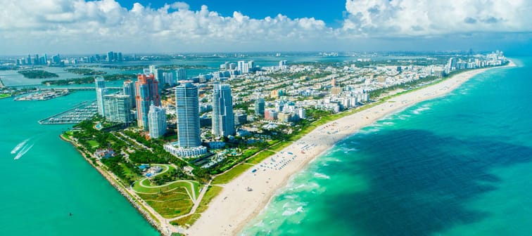 Aerial shot of Miami Beach, South Beach, Florida, USA