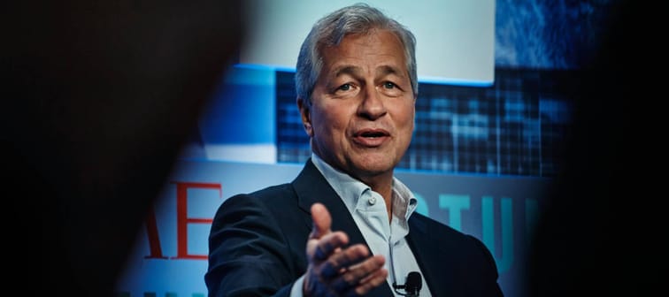 mie Dimon, chairman and chief executive officer of JPMorgan Chase & Co speaks on September 25, 2019 in New York, US