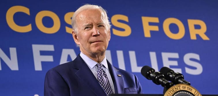 US President Joe Biden speaks about student debt relief at Central New Mexico Community College Student Resource Center in Albuquerque, New Mexico, on November 3, 202