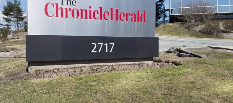 The Chronicle Herald sign is seen in Halifax on Thursday, April 13, 2017. A Toronto-based restructuring firm says several bidders have offered to buy all or part of SaltWire Network and The H