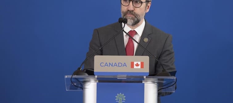 Canada's Environment Minister Steven Guilbeault speaks during the G7 Climate, energy and environment press conference at Venaria Reale in Turin, Italy, Tuesday April 30, 2024. 