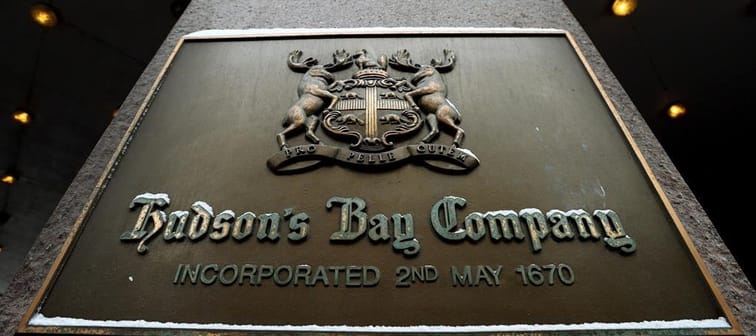 Hudson Bay Company sign is shown outside of a store in Toronto on Monday, January 27, 2014. Hudson's Bay Company is pulling out of Regina, announcing it will close its only department store i