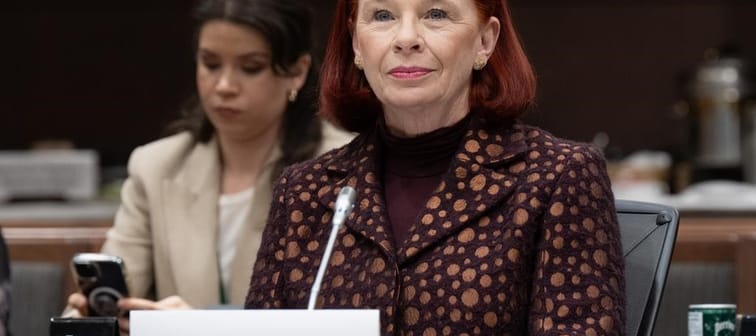 CEO and president Catherine Tait will appear before the Heritage committee alongside Marco Dub&eacute;, the company's chief transformation officer. Tait waits to appear at the Heritage Commit