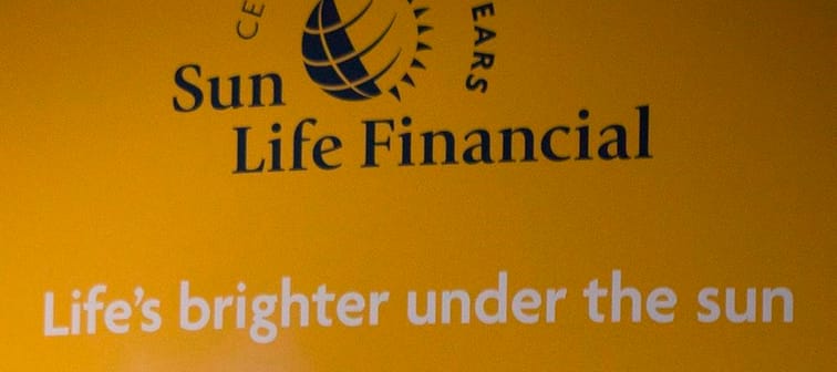 Sun Life Financial Inc. logo is shown at the company's annual general meeting in Toronto on Wednesday, May 6, 2015. 