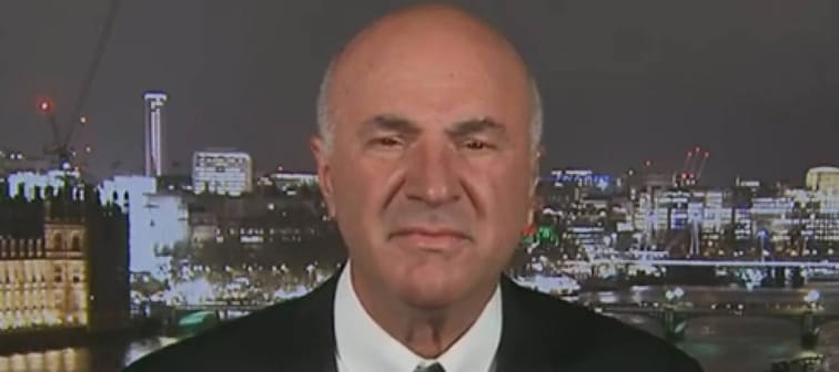 Kevin O'Leary seen on set of Fox News in an interview.
