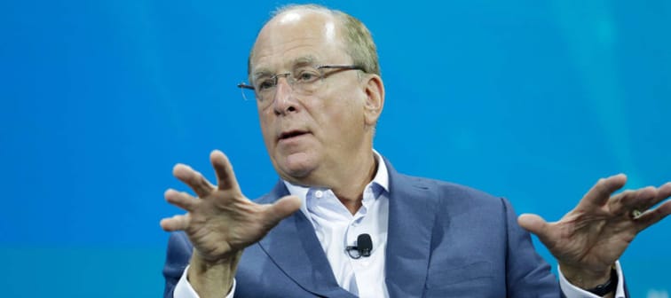 Larry Fink on stage at the 2022 New York Times DealBook on November 30, 2022 in New York City.