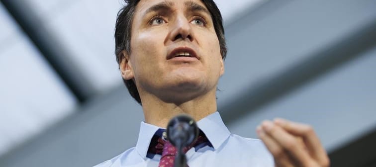 Prime Minister Justin Trudeau speaks during a press conference in Oakville, Ontario on Wednesday, April 24, 2024. The Canadian Medical Association says the federal government's proposed chang