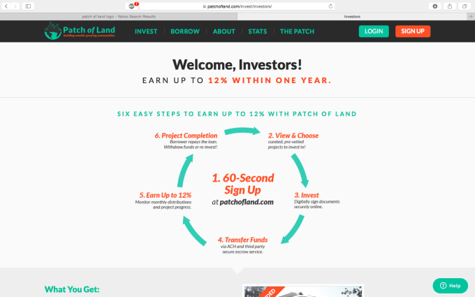 It's a snap to sign up with Patch of Land's 60-second process.