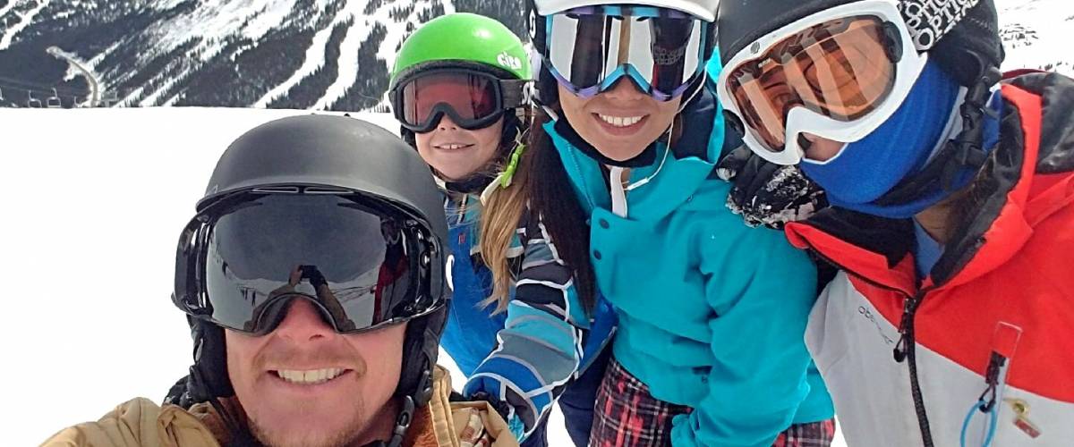 Family wearing ski gear