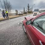 Red car after a collision