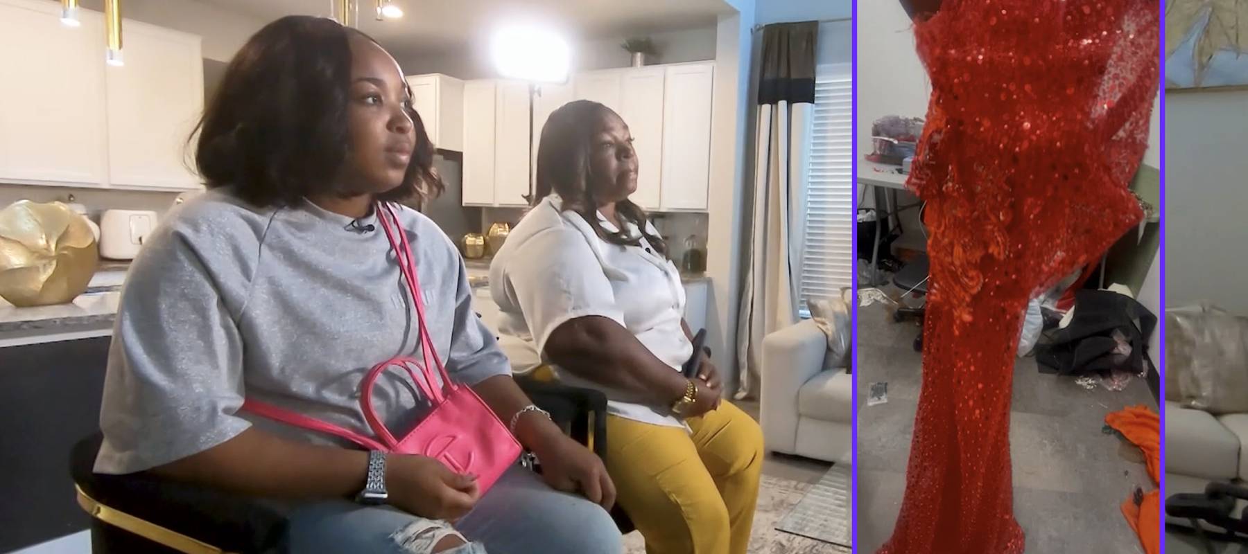 Kiya Harvey (left) and her mother Kewana Jones Harvey speak with KHOU 11 News about their prom dress nightmare.