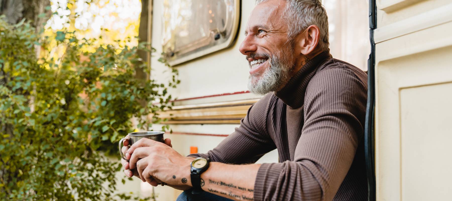 Man enjoying a coffee outside