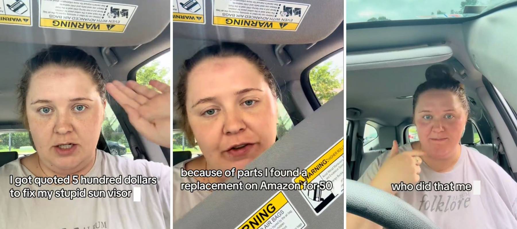 Tiktoker Julia Lutz talking about her experience installing a cart part on her own.