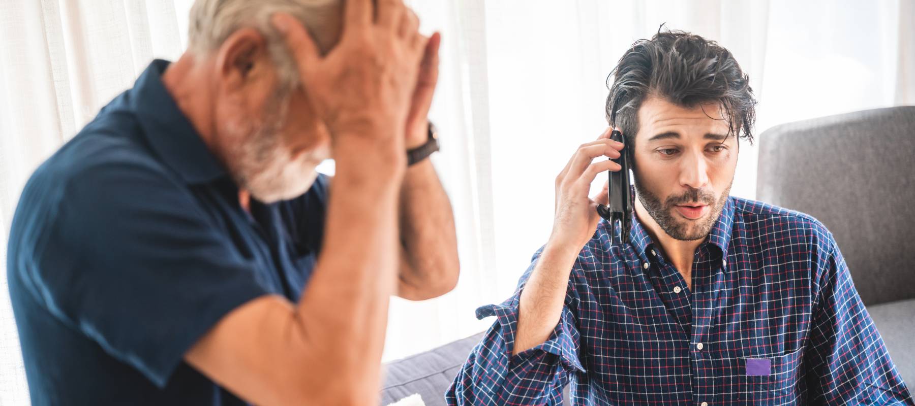 Adult son and frustated dad.