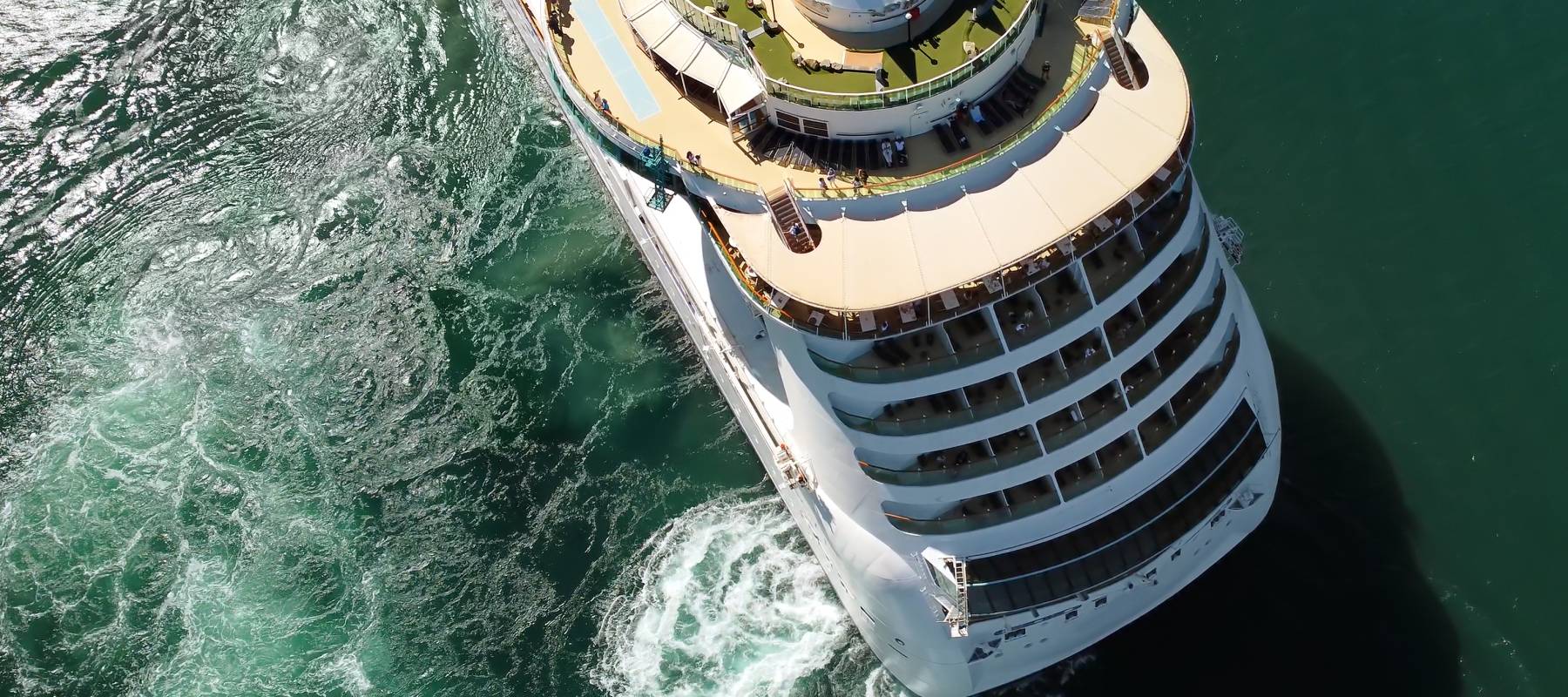 Top view of a cruise ship.