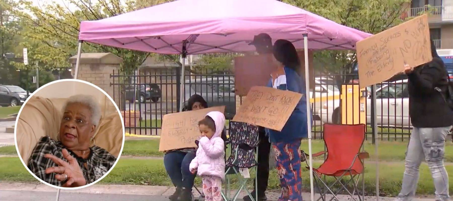 Older resident talking about her predicament with a local reporter.