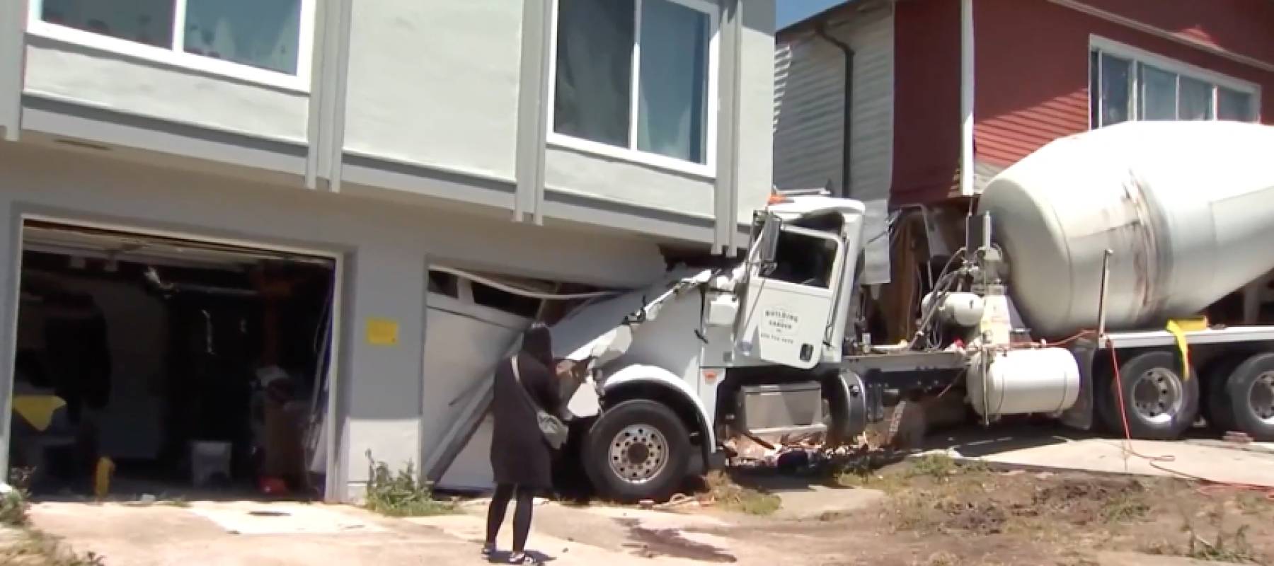 Cement truck crashed into a house