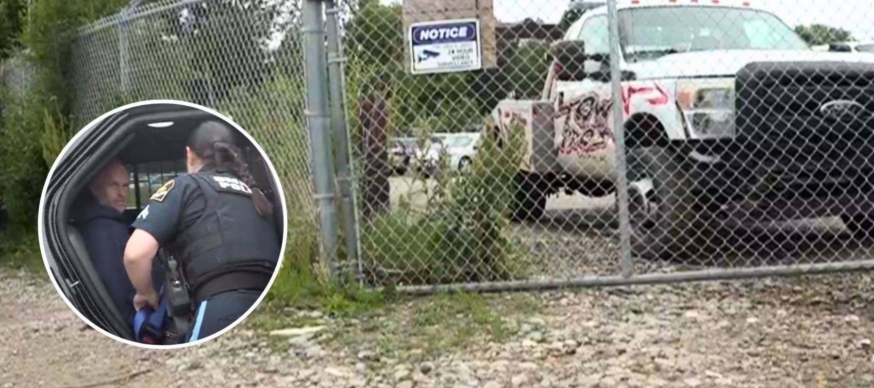 Tow truck operator being detained over his tow truck business.