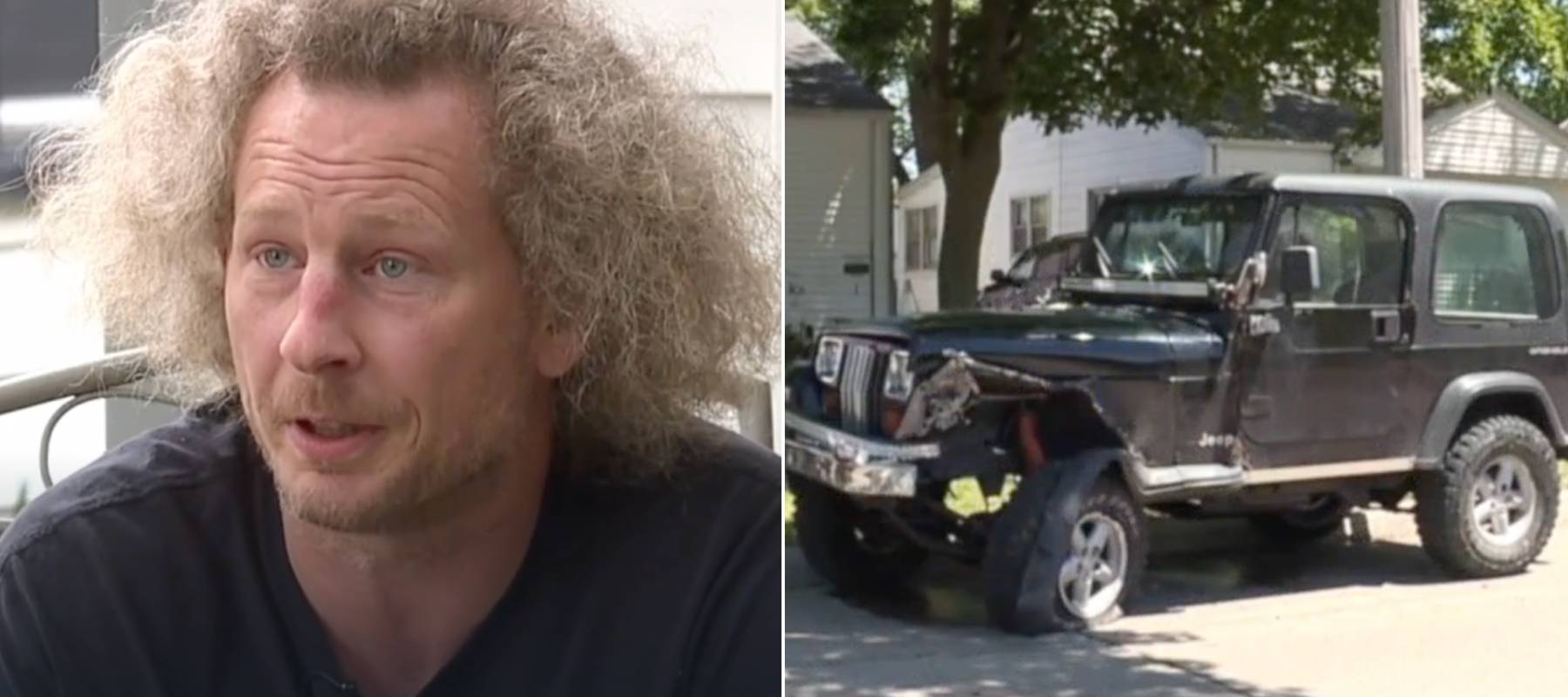 Man's car destroyed in police car chase