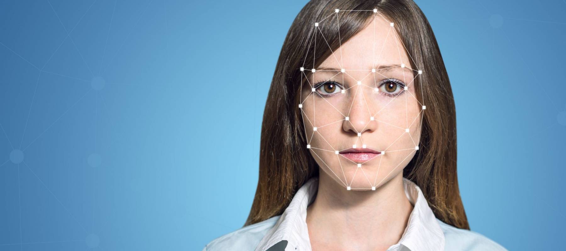 Biometric verification - woman face detection, high technology