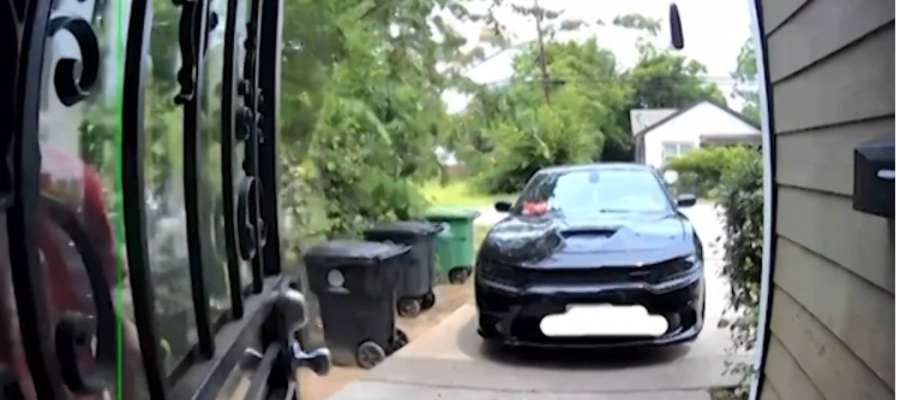 Security camera footage from front door of man who experienced attempted robbery.