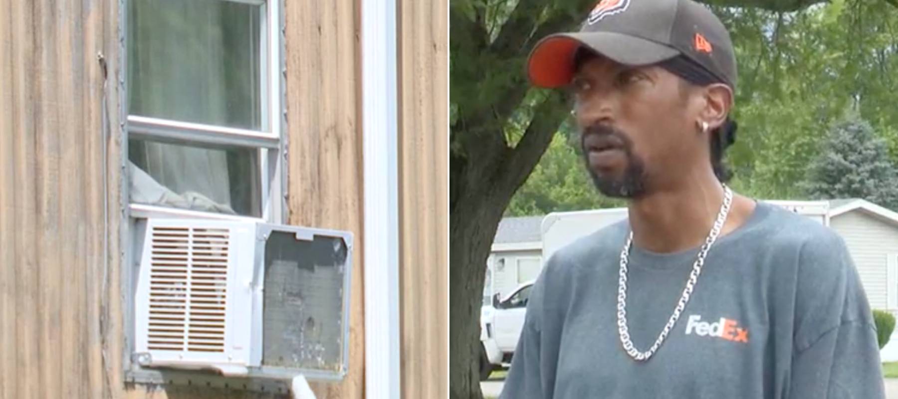 Man tells reporters about trailer park forcing residents to remove window A/C units.