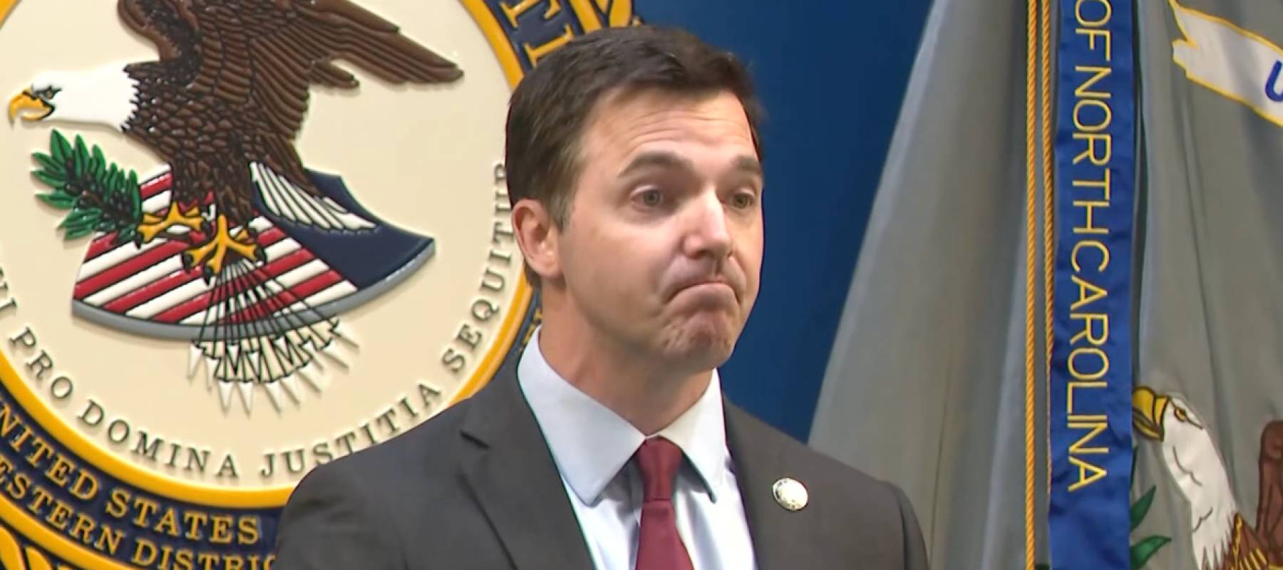 Attorney General Jeff Jackson speaks at press conference detailing major Medicaid fraud bust.