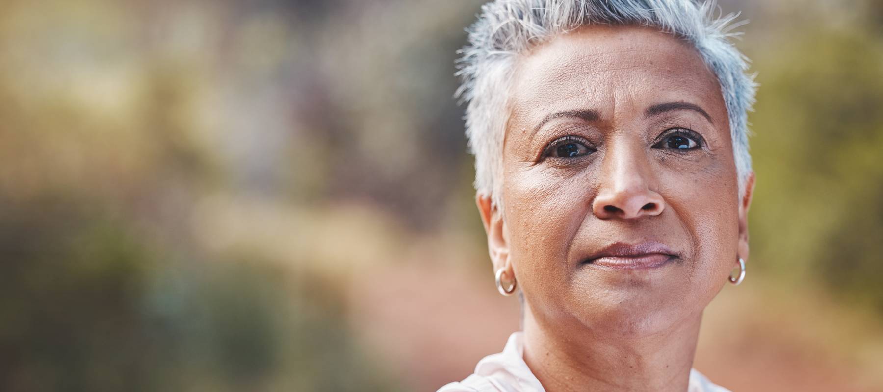Portrait of a mature woman outdoors.