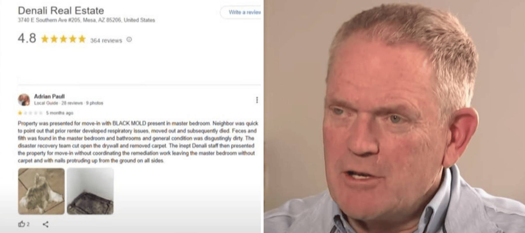 Adrian Paull who submitted a negative review of the property