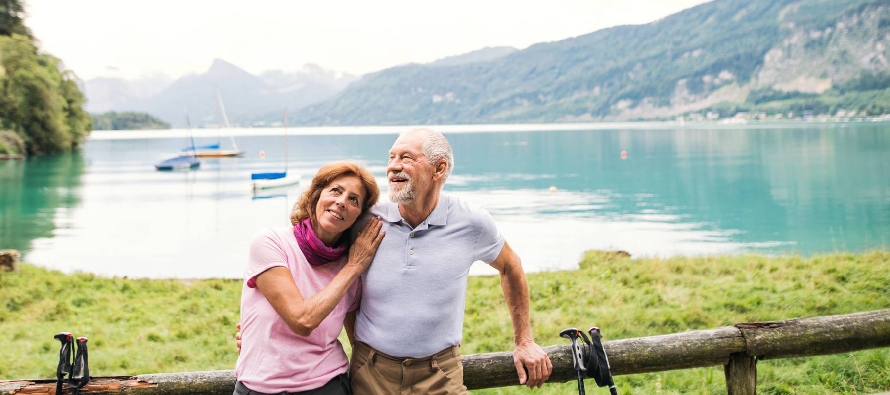Retired couple enjoying a vacation.