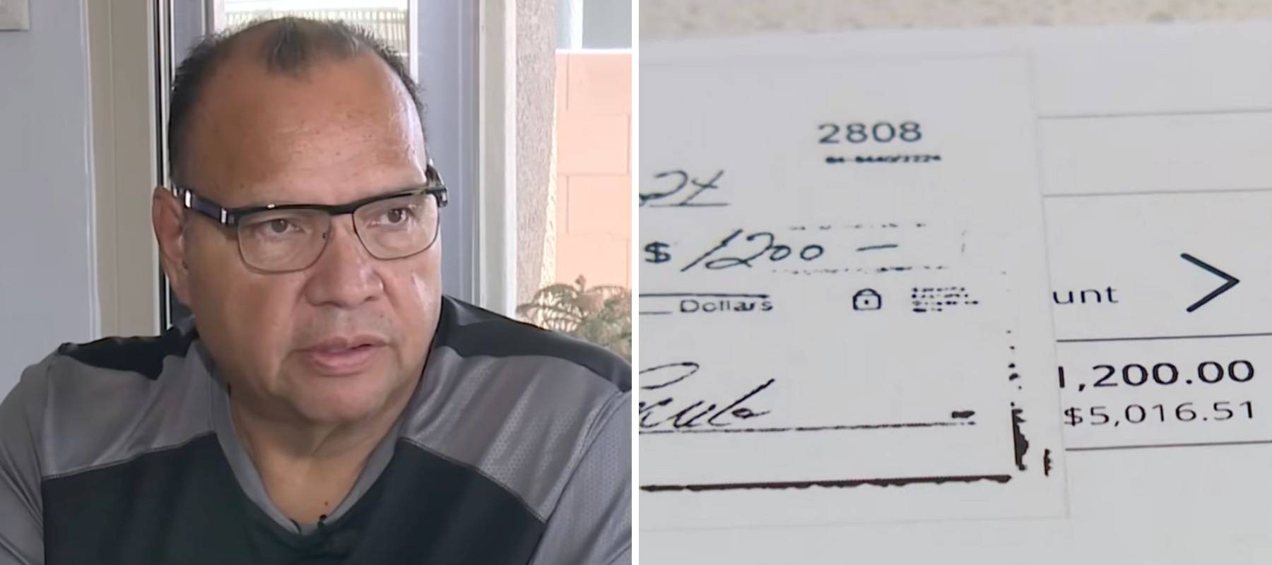 Homeowner discussing being turned down for compensation by protection agency following scam.