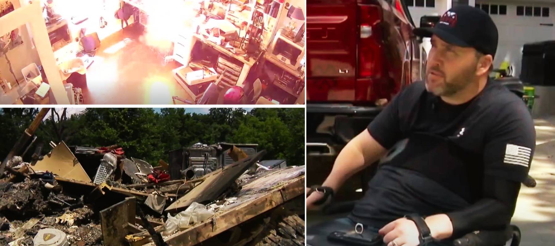 Dustin Harpe and the tragic debris the blaze left him with.