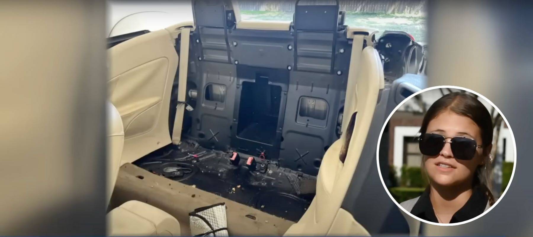 Composite shot of unhappy customer who recently won a suit against her mechanic.