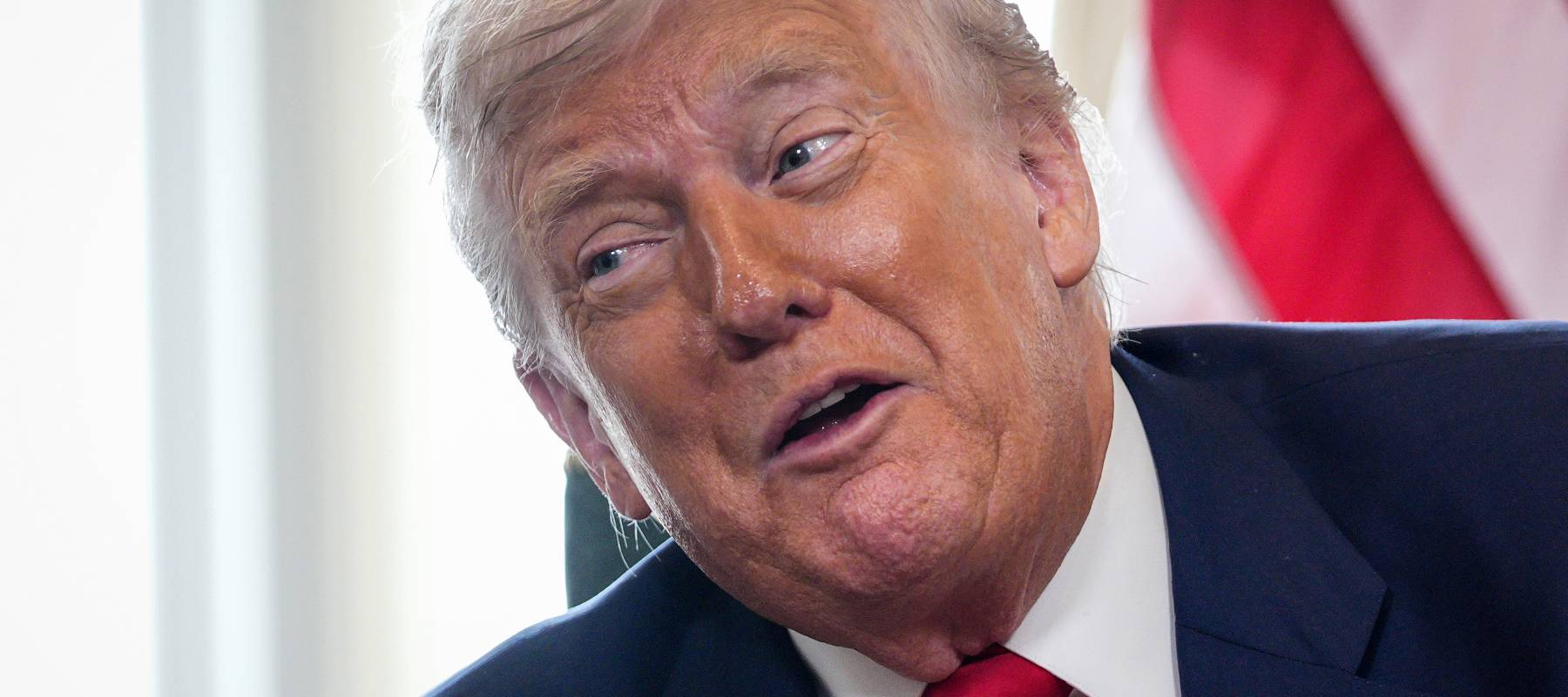 President Donald Trump speaks to the media at Trump Turnberry golf club in Turnberry, Scotland, July 28, 2025.