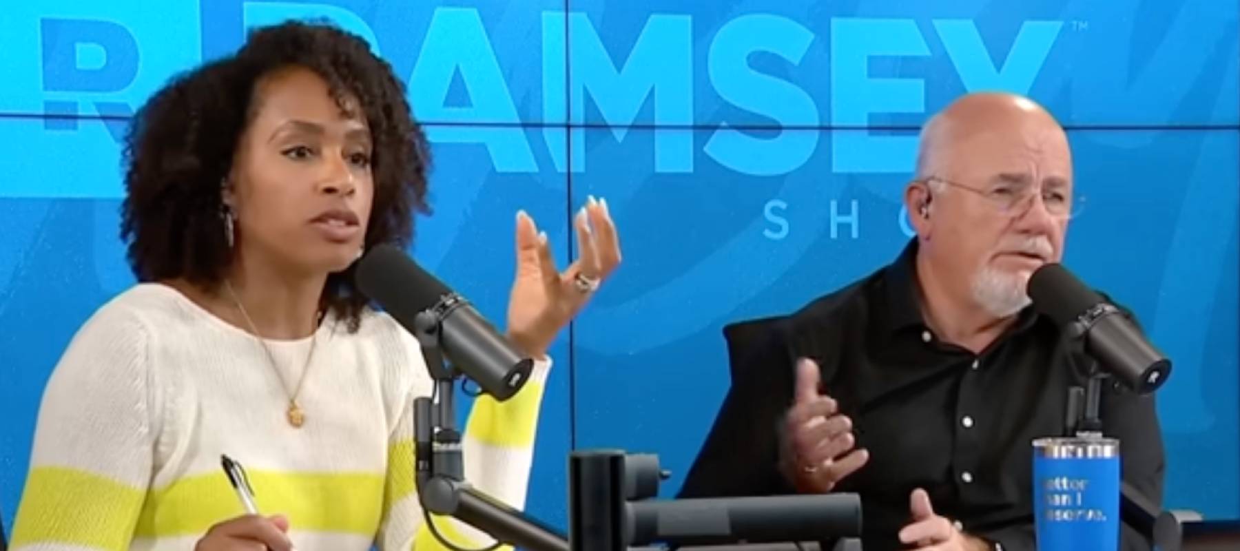 Dave Ramsey and co-host Jade Warshaw react hearing about woman whose parents want them to pay back student loan debt.