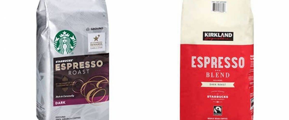 Starbucks Espresso Roast and Kirkland Signature Espresso Blend