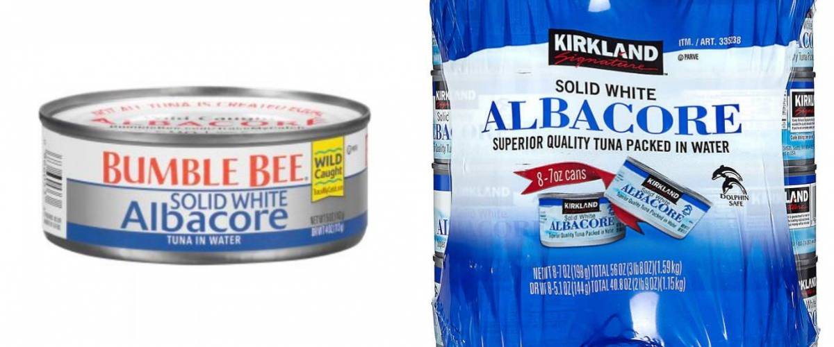 Bumble Bee Solid White Albacore and Kirkland Signature Solid White Albacore