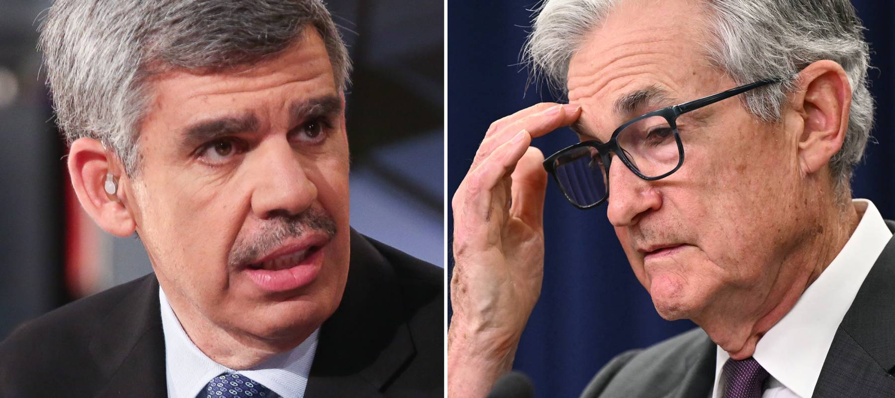 Economist Mohamed El-Erian (left) and Federal Reserve chair Jerome Powell.